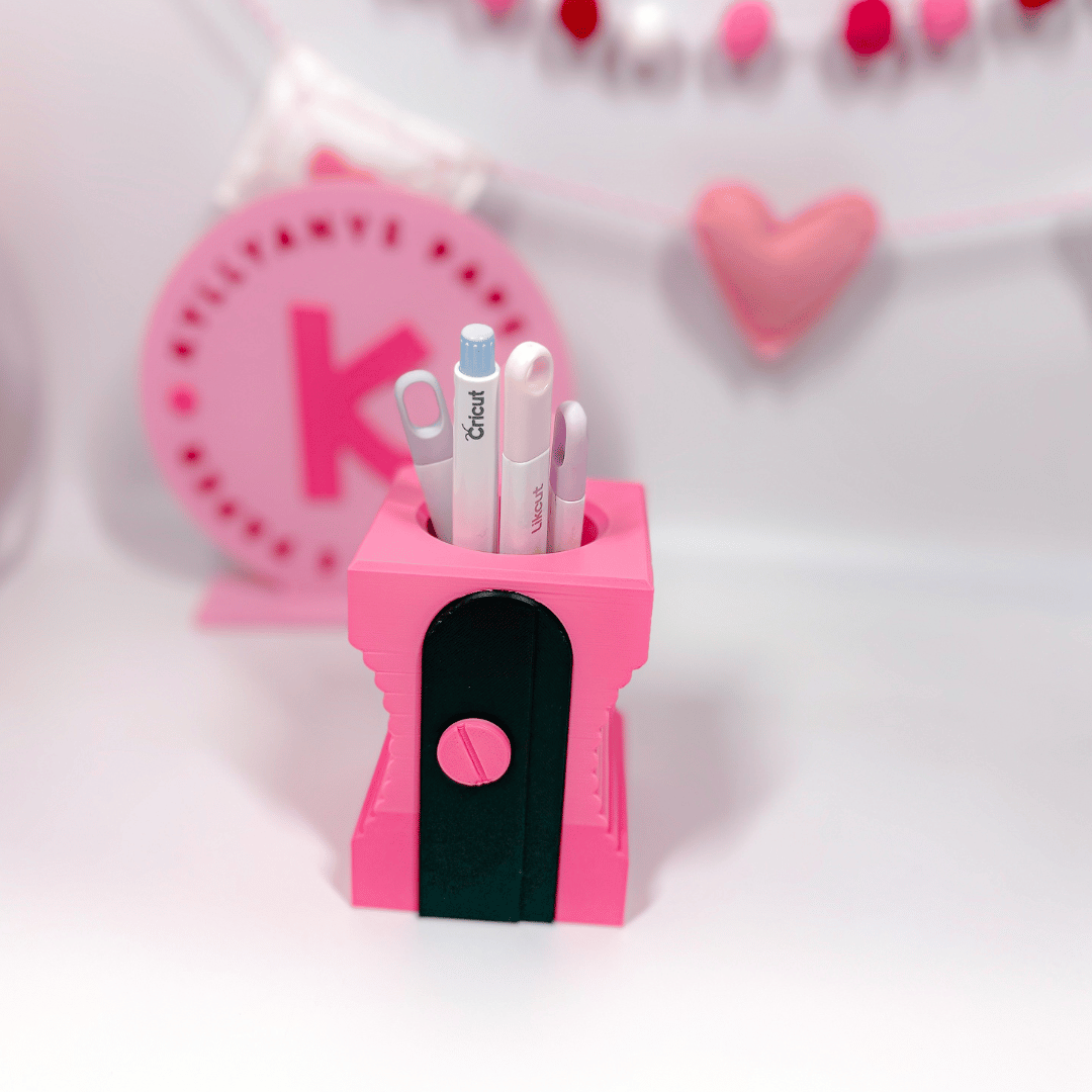 Pencil, sharpener holder desk organizer