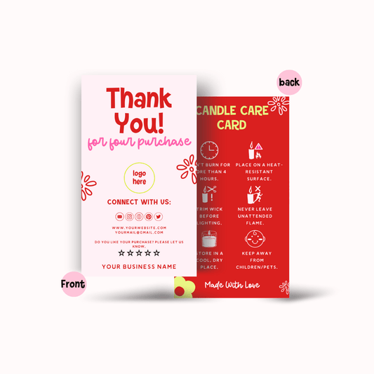 Candle Care + Thank You Card