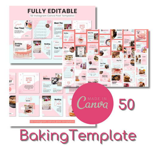 Baking Canva Template 5O Post + 50 Stories